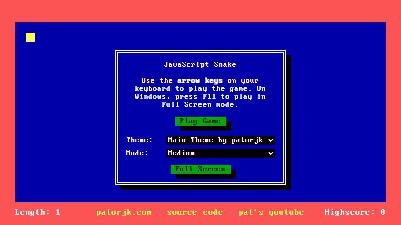 JavaScript Snake screenshot
